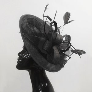 Caprilite Big Saucer Sinamay Black Mixed Colour Fascinator On Headband Wedding Derby Ascot Races Ladies