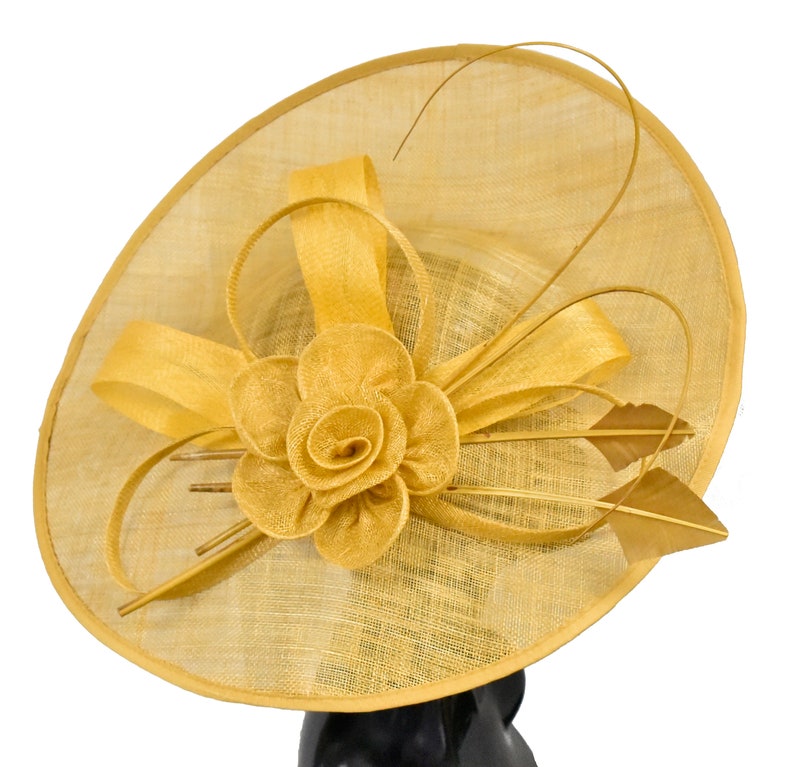 Caprilite 41cm Saucer Sinamay Mustard Yellow Fascinator on Etsy