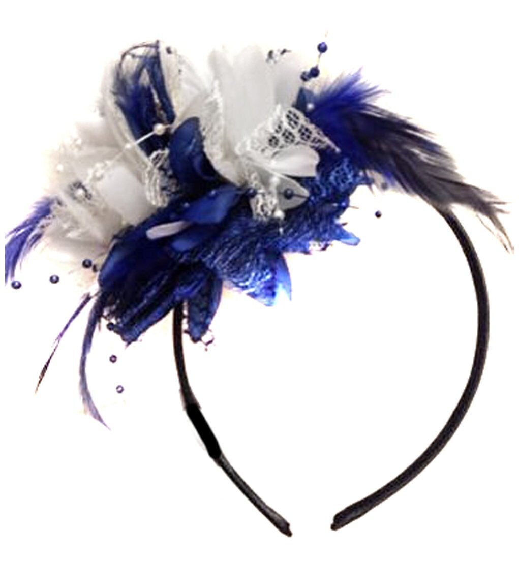 White Fascinator on Black Headband - Etsy