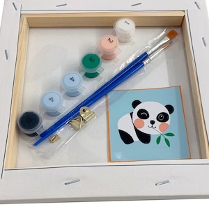 Framed Oil Painting Kit Paint By Numbers Children's Party DIY Craft Xmas Gift UK - Panda