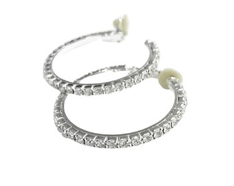 Silver Clip On Non-Pierced Ears Diamante crystal Hoops Comfy Hoop Earrngs Clipon