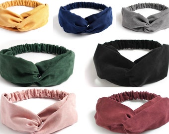 Twist Knot Headband Head Wrap Boho Knotted Hairband Ladies Elastic Hair Band UK - Classic Plain Colours