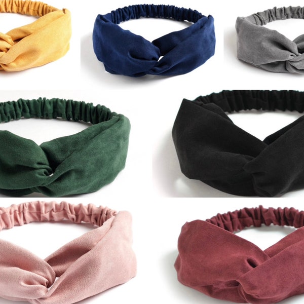 Twist Knot Headband Head Wrap Boho Knotted Hairband Ladies Elastic Hair Band UK - Classic Plain Colours