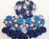 Paper Flowers wedding bridal bouquet alternative nebula galaxy night sky galactic star trek star wars navy blue