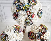 Paper Flower Wedding Origami Rose Bouquet Book Harry Potter Marvel Comic book Superhero Bouquet theme wedding alternative
