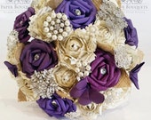 Paper Flower Bouquet origami wedding alternative bridal butterflies purple lilac brooch bouquet vintage