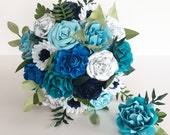 Paper flowers wedding bride bouquet - Blue theme EXAMPLE ONLY see description