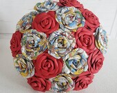 Paper Flower Wedding Origami Rose Bouquet Super Hero Marvel comic book theme red flowers