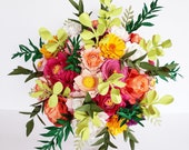 Paper flower wedding bridal bouquet - foliage supersize