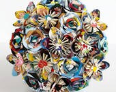 Paper Flowers wedding bridal bouquet alternative Alice in Wonderland book pictures pins mad hatter