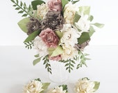 Paper Flowers wedding bride bouquet - Peony Rose Dusky Pink Neutral EXAMPLE ONLY see description