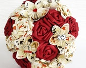 Paper Flowers wedding bridal bouquet Las Vegas wedding dice palying cards red pin Brooch theme book pages UK