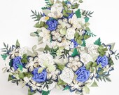 Paper flowers wedding bridal bouquet blue and white theme EXAMPLE ONLY see description