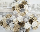Paper Flowers wedding bridal bouquet crystal Brooch theme book pages UK gold silver harry potter or other book gatsby