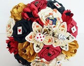 Paper flower bouquet Las Vegas Casino wedding theme elopement Playing Card bride