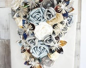 Paper flower bouquet Cascade waterfall teardrop start wars comic paper wedding theme silver grey may the force be with you
