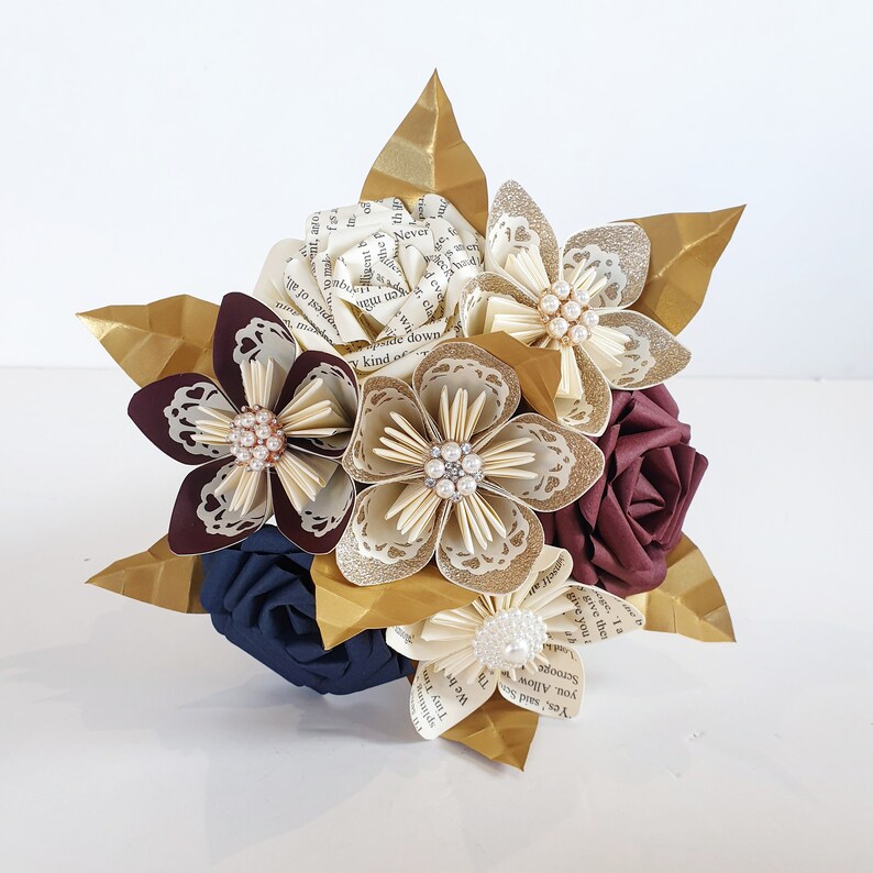 Paper Flower Wedding Bridal Bouquet Paper Harry Potter Theme Gryffindor Slytherin Hogwarts EXAMPLE ONLY see description