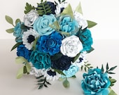 Paper flowers wedding bride bouquet - Blue theme EXAMPLE ONLY see description