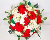 Paper flowers wedding bridal bouquet red playing card vegas alice theme EXAMPLE ONLY see description