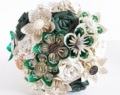 Paper flower wedding bridal bouquet Harry Potter house colour green slytherin embellishment brooch EXAMPLE ONLY see description