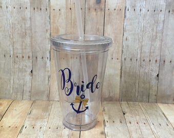 Bride Tumbler, Bride Cup, Custom Tumbler, Wedding Tumbler, Wedding Party gift, bridesmaid tumbler, custom FREE SHIPPING on Qualifying orders