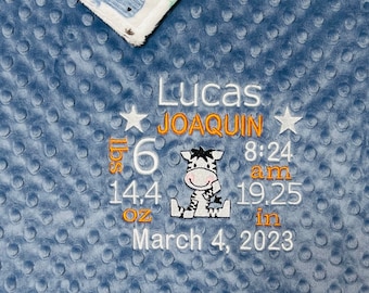Zebra Personalized Birth Announcement, Zebra Plush Blanket, Zebra Birth Stats Blanket, Custom Birth Stats Blanket, Safari animal Blanket