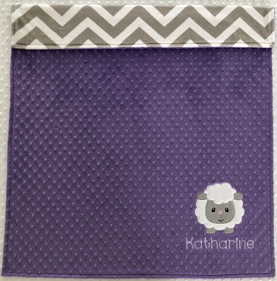 Lamb Baby Blanket Personalized Baby Lamb Jewel & Grey Chevron Etsy