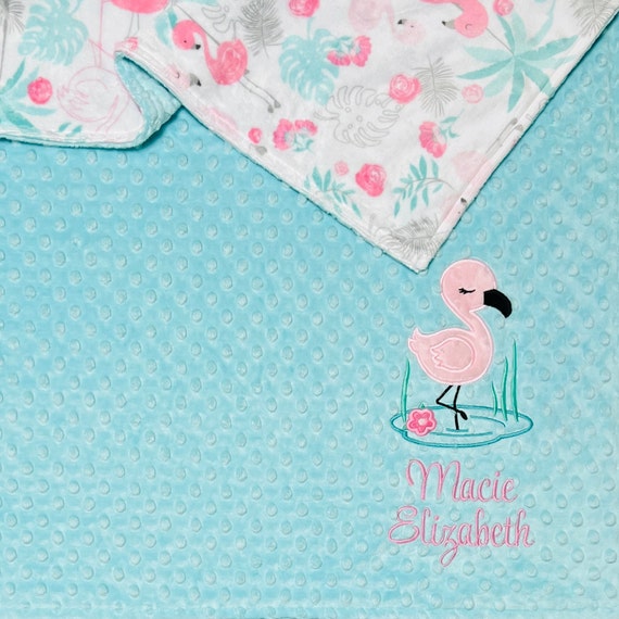Flamingo Baby Blanket Personalized Baby Girl Flamingo Blanket Pink Flamingo Blanket Flamingo Minky Embroidered Blanket Flamingo Nursery Etsy Canada