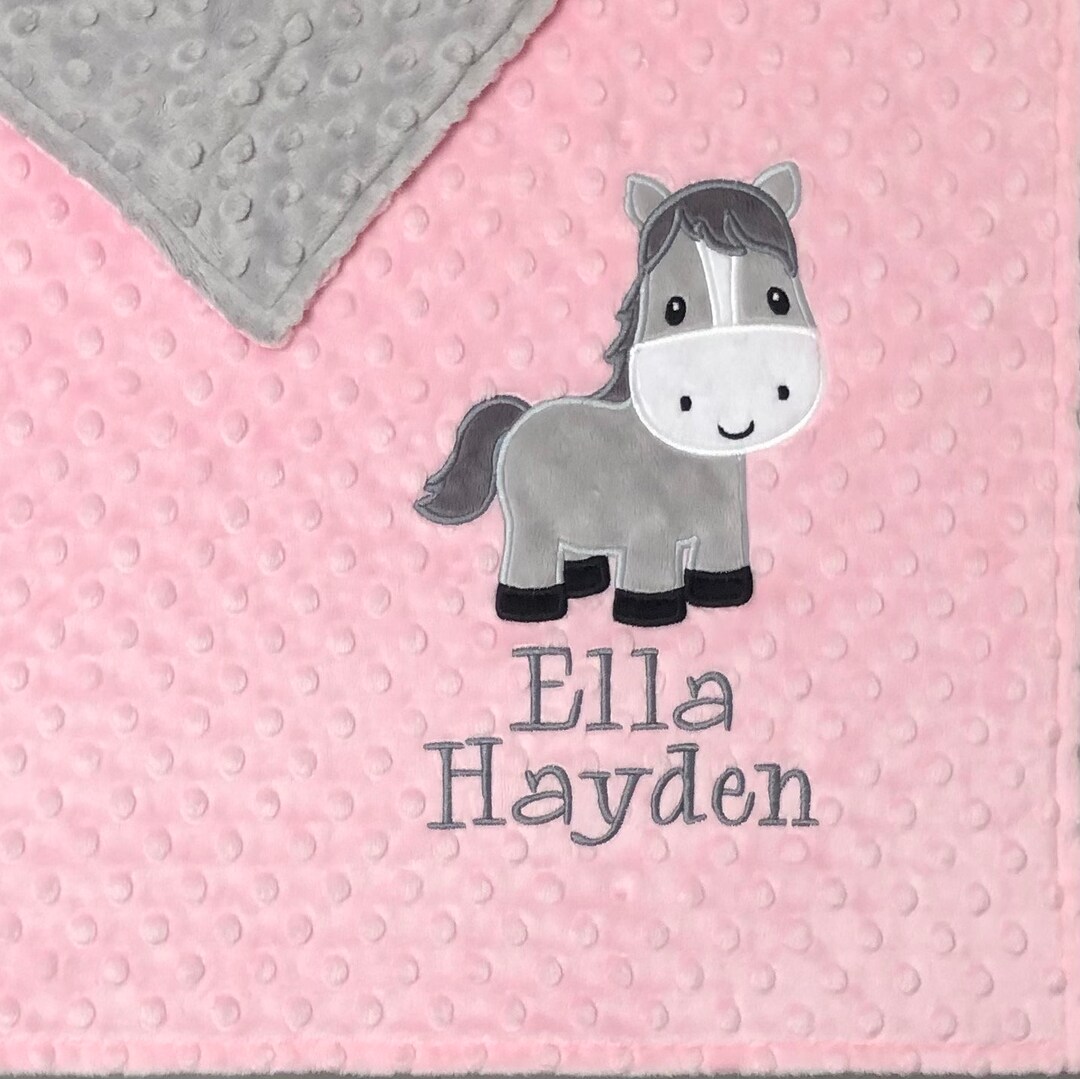 Horse Blanket Personalized Baby Blanket, Cowgirl Blanket, Pony Pink