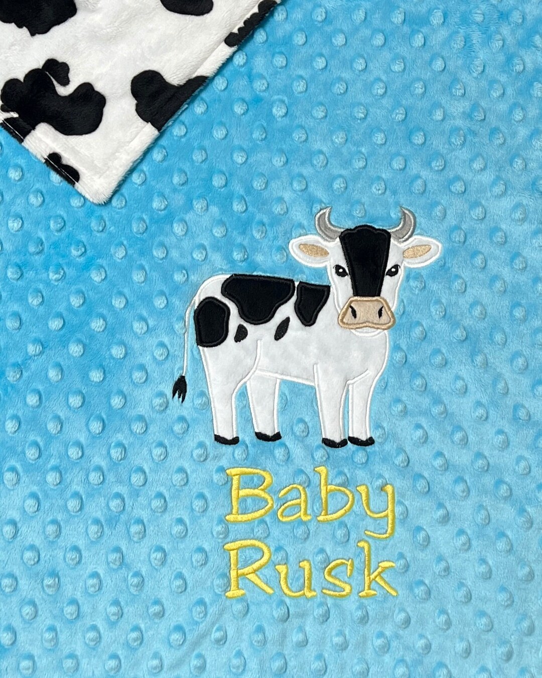 Cow Baby Blanket Personalized Cow Baby Blanket Cow Bull Etsy