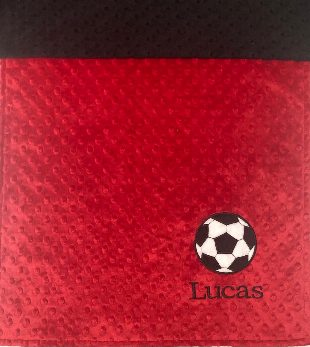 Soccer Baby Blanket, Personalized Red Soccer Minky Blanket, Chevron Minky Sports Blanket, Sports