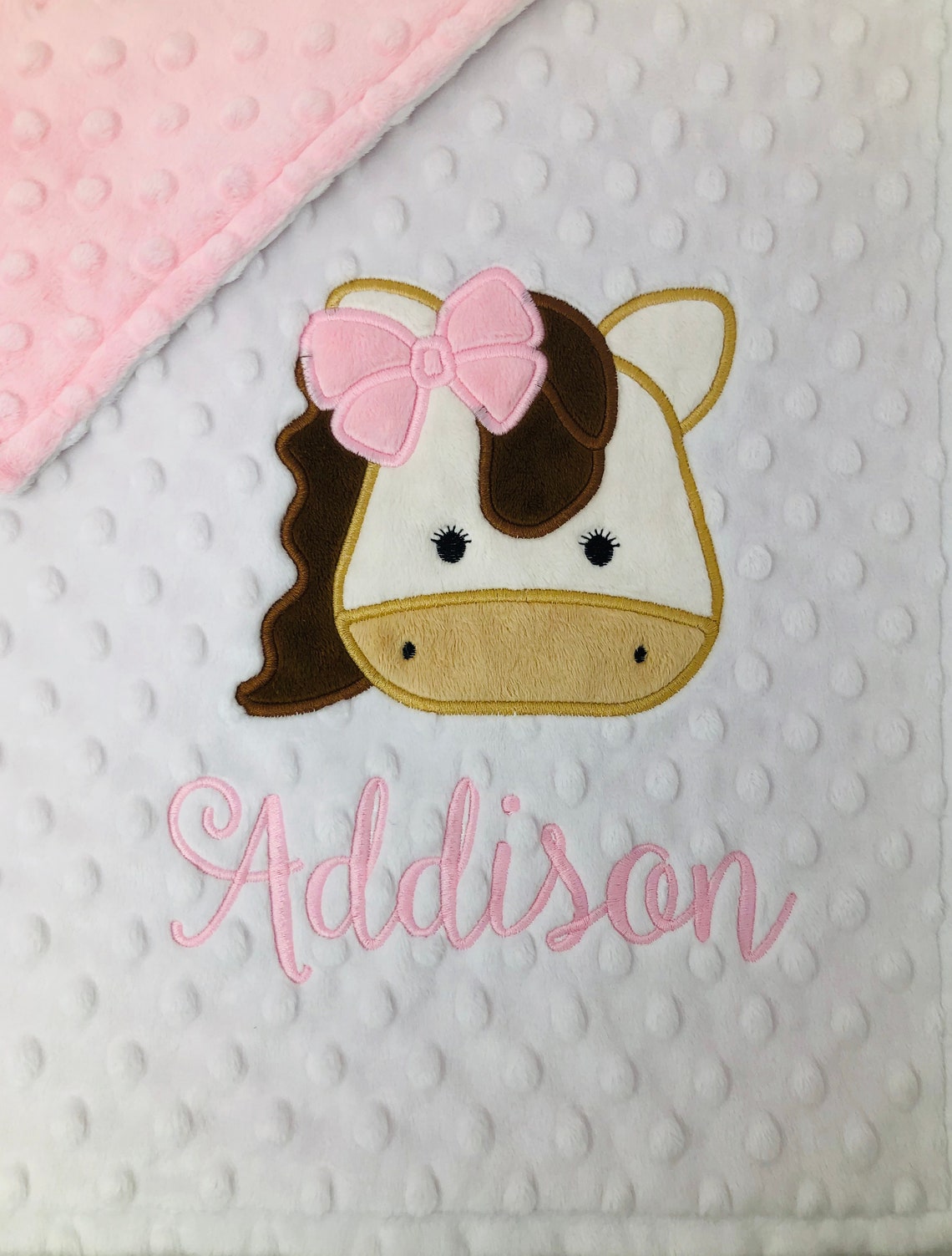 Personalized Baby Girl Horse Blanket Custom Girl Horse Minky Etsy