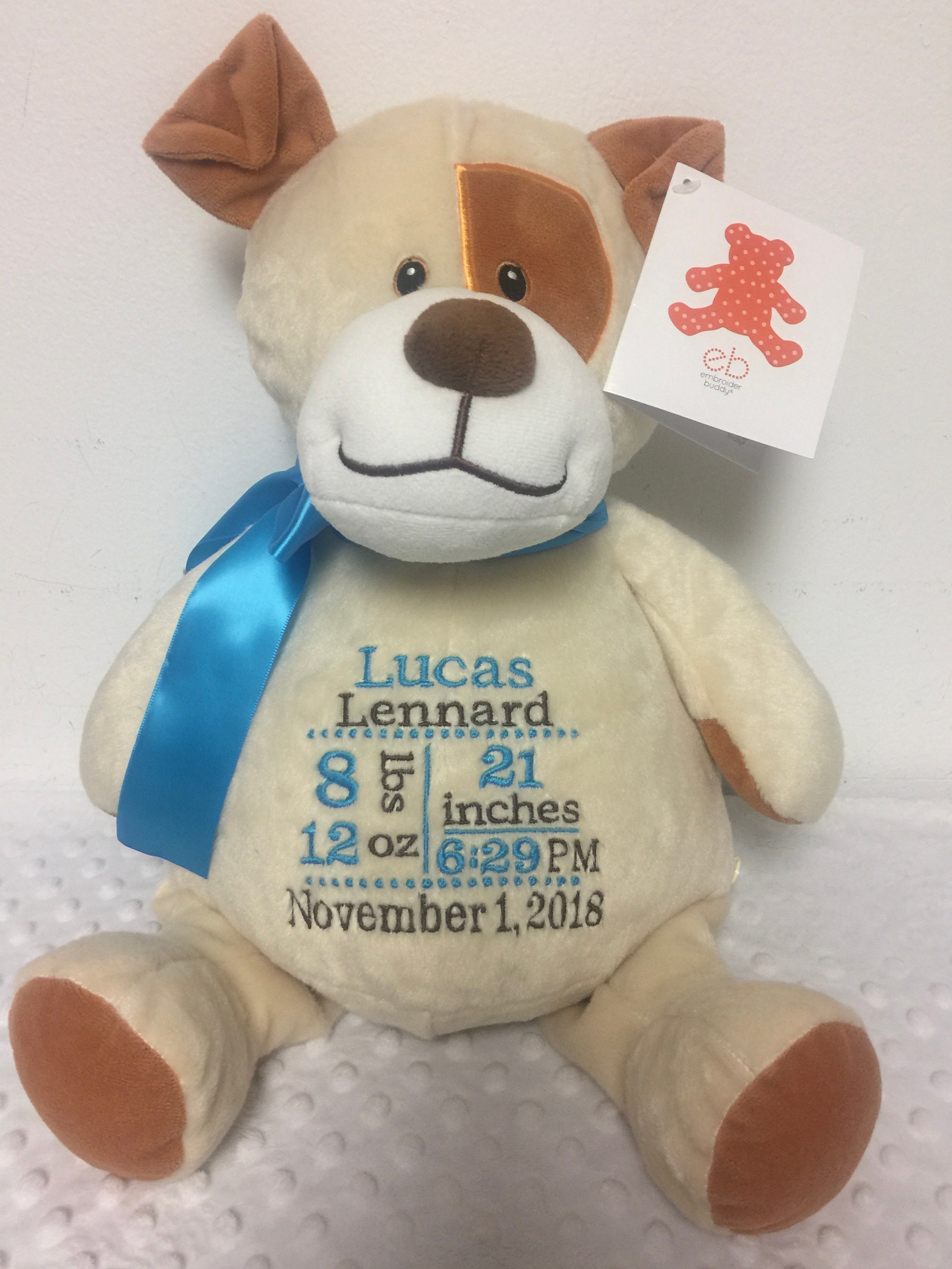 Puppy Dog Personalized Stuffed Birth Announcement Embroidered Etsy