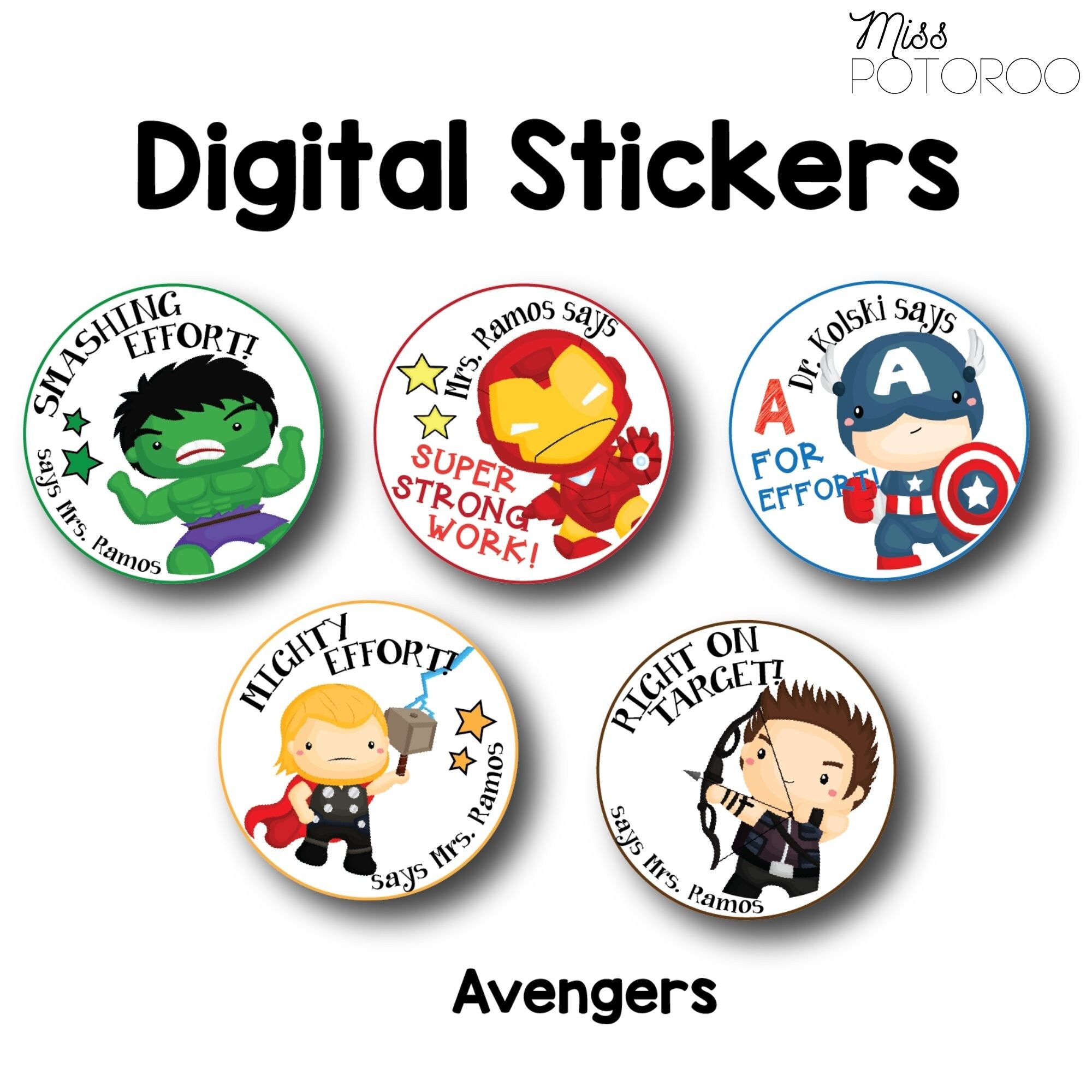 Personalised Digital Teacher Stickers Custom Stickers Reward Etsy