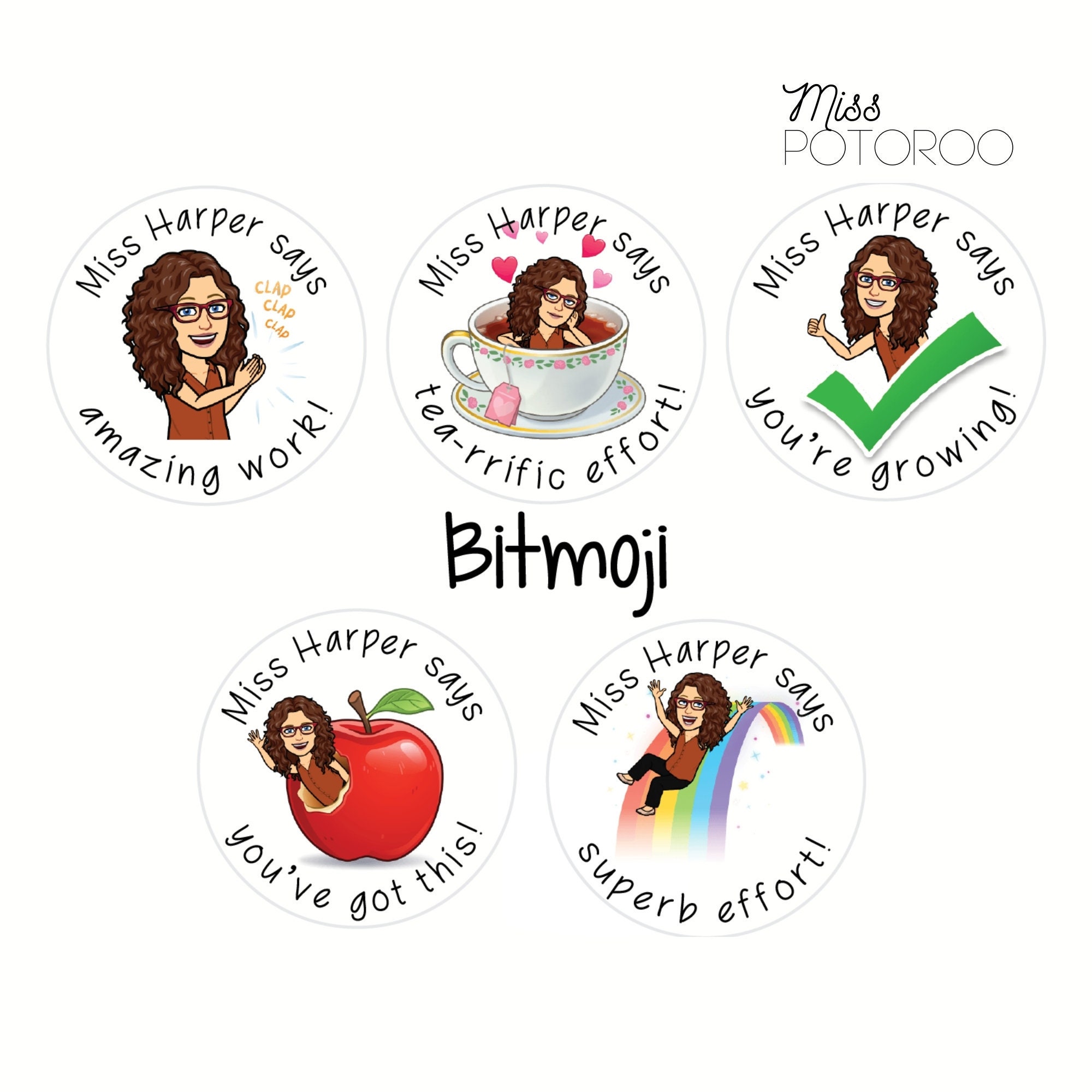 Personalised Bitmoji Teacher Stickers Custom Stickers Reward Etsy