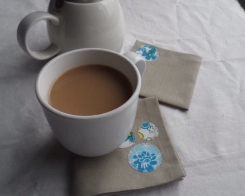 Cocktail napkins linen tea napkins set of two cloth Etsy