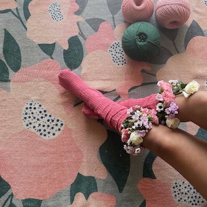 Indian Carpet Floral Pattern - Pink & Blue