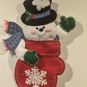 Bucilla &quot;Snowman Mittens&quot; ~ 18&quot; Finished Felt Stocking