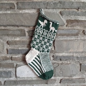 Dinosaur Stocking hand knit, fair isle, vintage inspired Knit With the Wind image 1