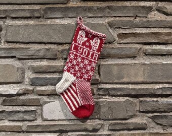 Mitten Christmas Stocking | hand knit, fair isle, vintage inspired | Knit With the Wind