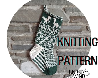 Dinosaur Christmas Stocking Pattern - knit fair isle