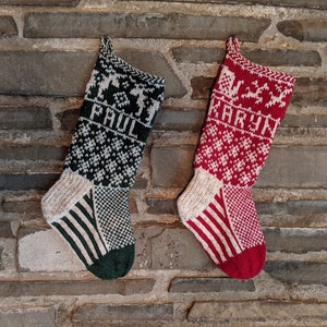 Santa's Sleigh Christmas Stocking hand knit, fair isle, vintage inspired Knit With the Wind image 2