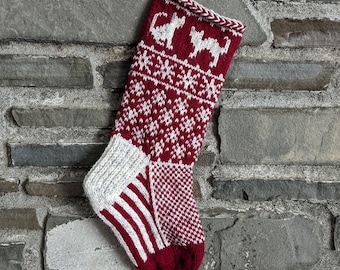 Kitten Christmas Stocking | hand knit, fair isle, vintage inspired | Knit With the Wind