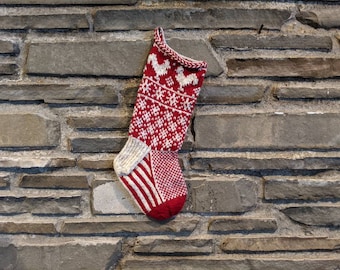 Rooster Christmas Stocking | hand knit, fair isle, vintage inspired | Knit With the Wind