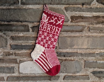 Santa's Sleigh Christmas Stocking | hand knit, fair isle, vintage inspired | Knit With the Wind