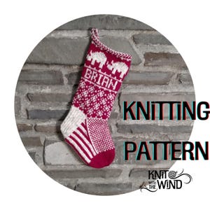 Modèle de bas de Noël rhinocéros - tricot jacquard