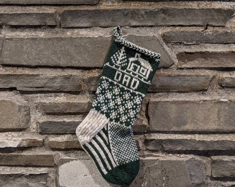 Cabin Christmas Stocking | hand knit, fair isle, vintage inspired | Knit With the Wind