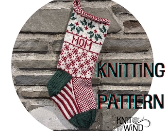 Holly Christmas Stocking Pattern - knit fair isle