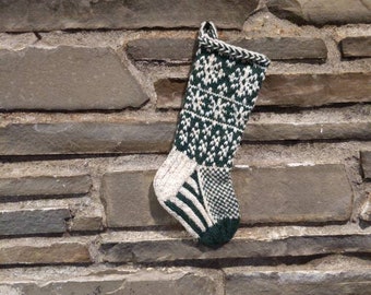 Pet Christmas Stocking, snowflake | hand knit, fair isle, vintage inspired | Knit With the Wind