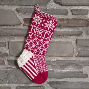 Snowflake Stocking | hand knit, fair isle, vintage inspired | Knit With the Wind